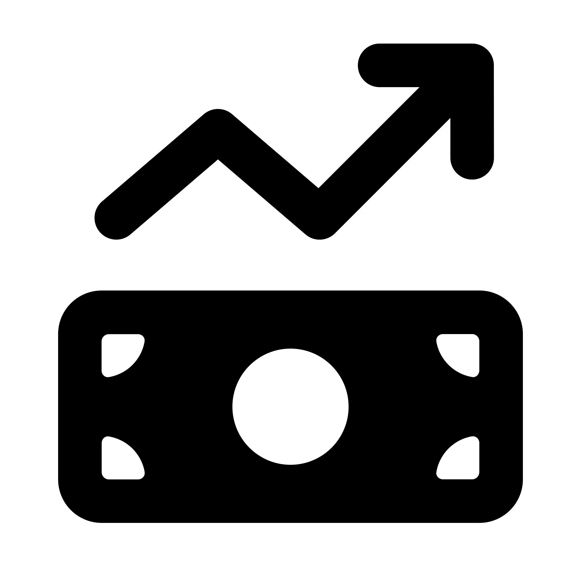 Icon of a dollar bill with an upward trending graph symbolizing financial growth.