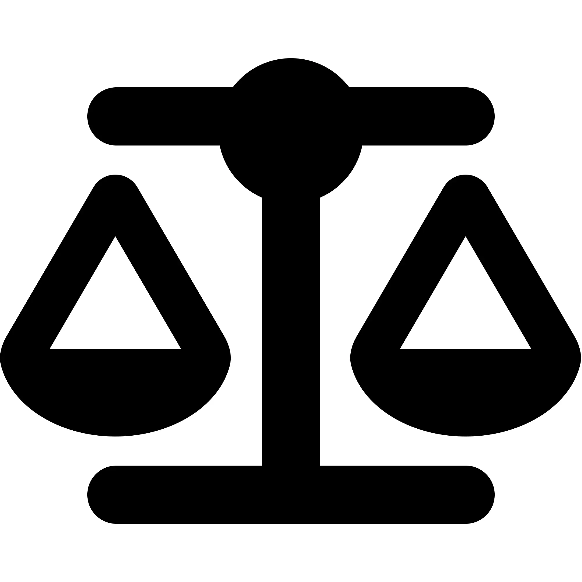 Black icon of a balance scale representing justice or equality.
